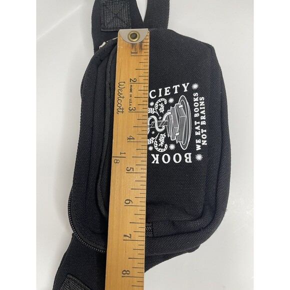 Fanny Pack Canvas Book Themed Adjustable Black " We Eat Books Not Brains" Unisex - Picture 5 of 6